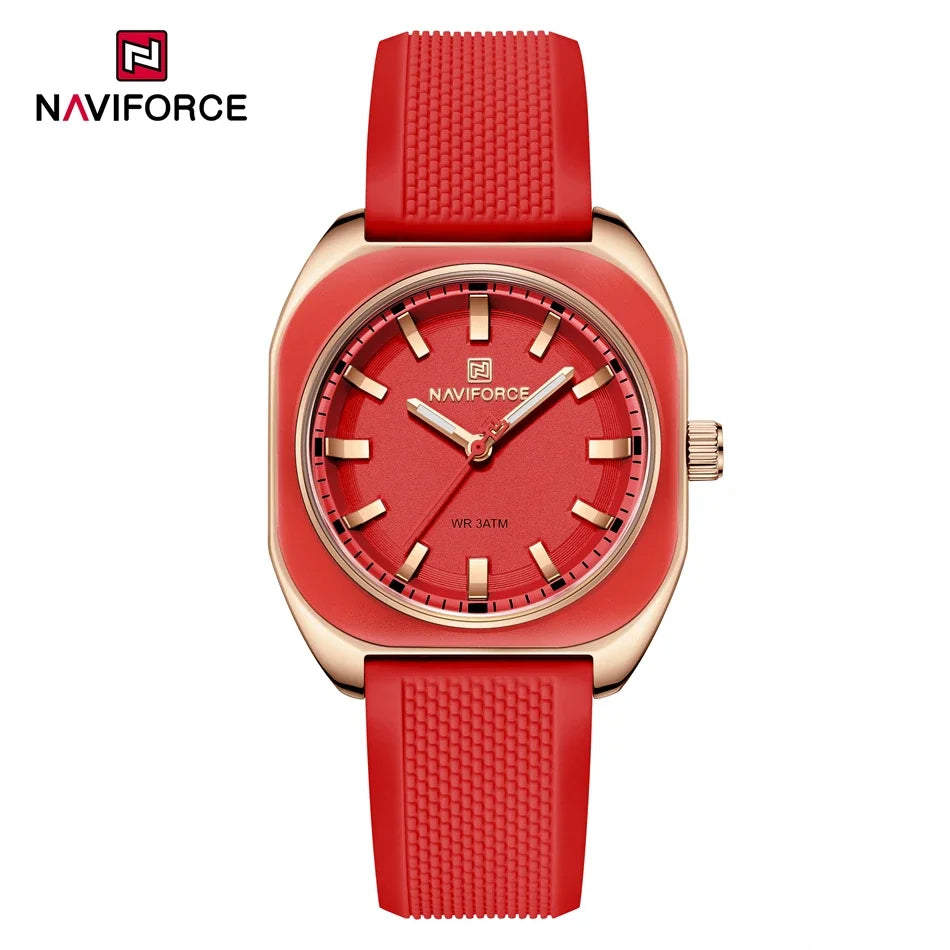 NAVIFORCE Fashion Women's Casual Elegant Simple Polygon Quartz Silicone Watch Gift for Women Wristwatch Casual Relogio Feminino
