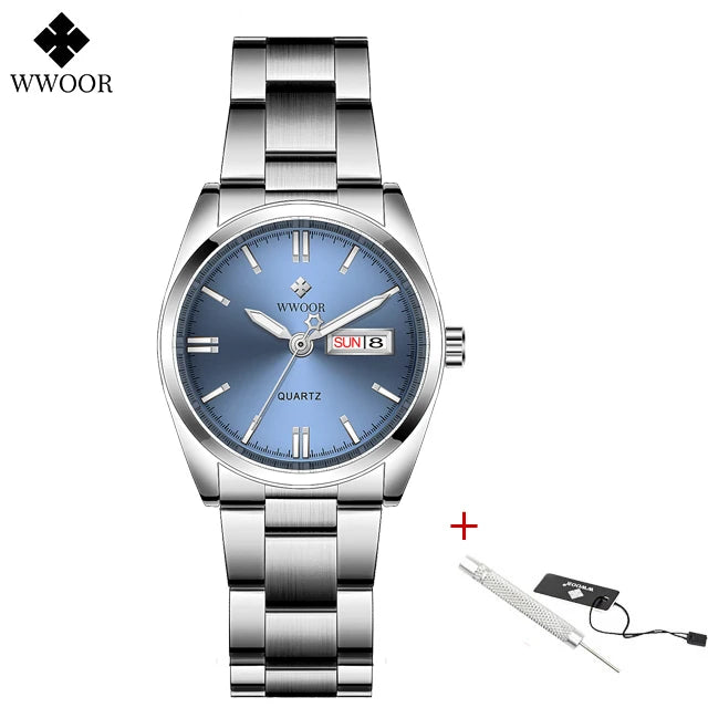 WWOOR New Fashion Pink Dial Ladies Quartz Wristwatches Luxury Watch For Women Waterproof Casual Dress Female Clock Montre Femme
