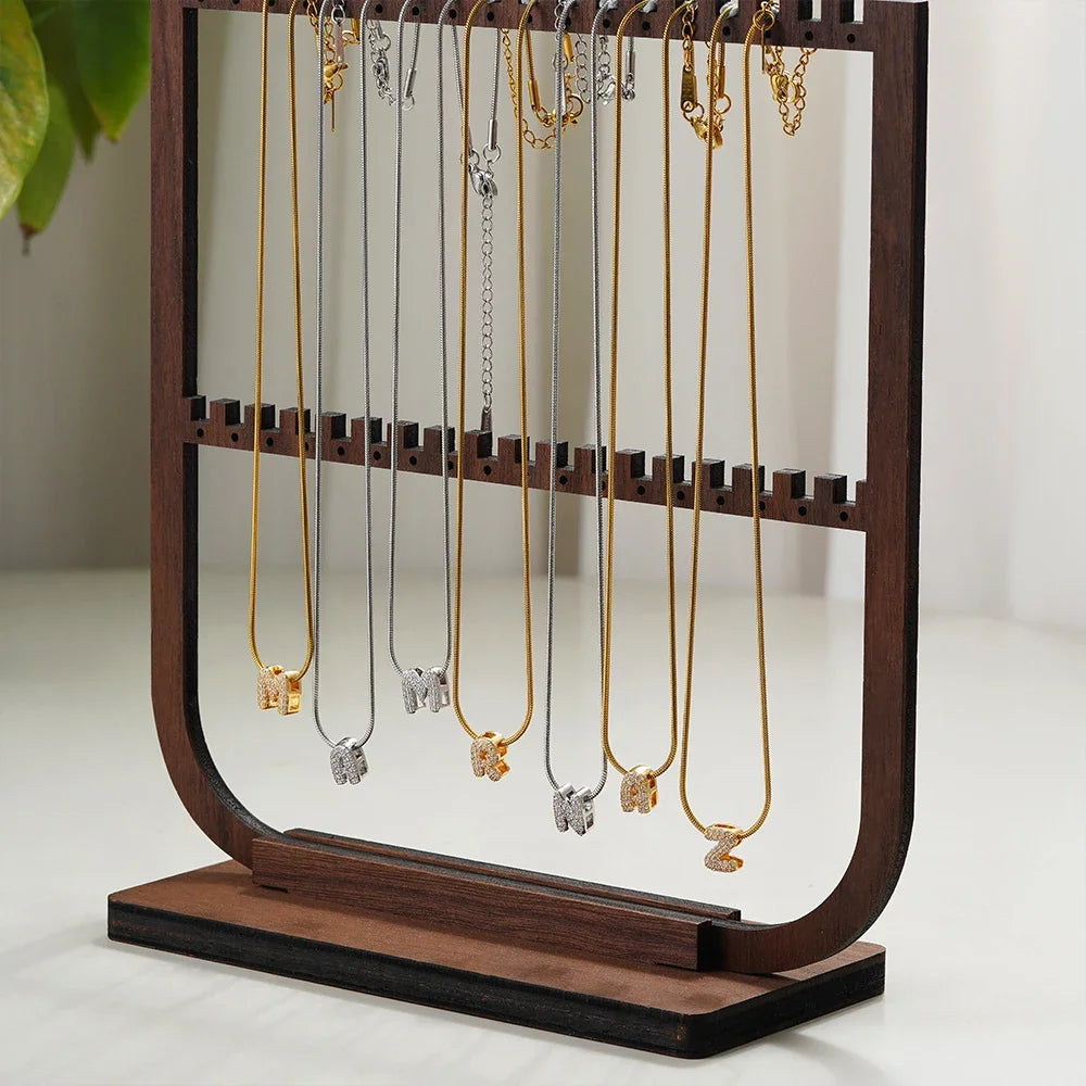 Fashion Tiny CZ Zircon Initial Alphabet Pendant Necklace Gold Plated Stainless Steel A-Z Letter Necklaces Birthday Gifts Jewelry