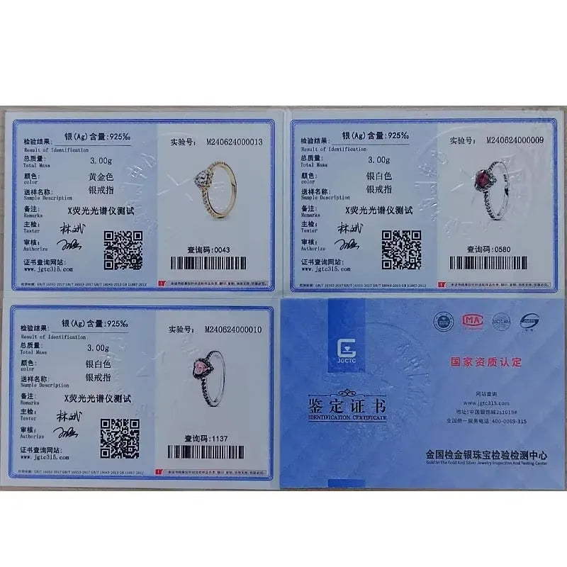 925 Sterling Silver New Various Colors Shiny Heart-shaped Ring Luxury Exquisite Charm Jewelry Surprise Commemorative Gifts