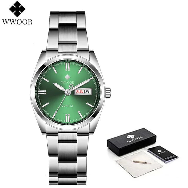 WWOOR New Fashion Pink Dial Ladies Quartz Wristwatches Luxury Watch For Women Waterproof Casual Dress Female Clock Montre Femme