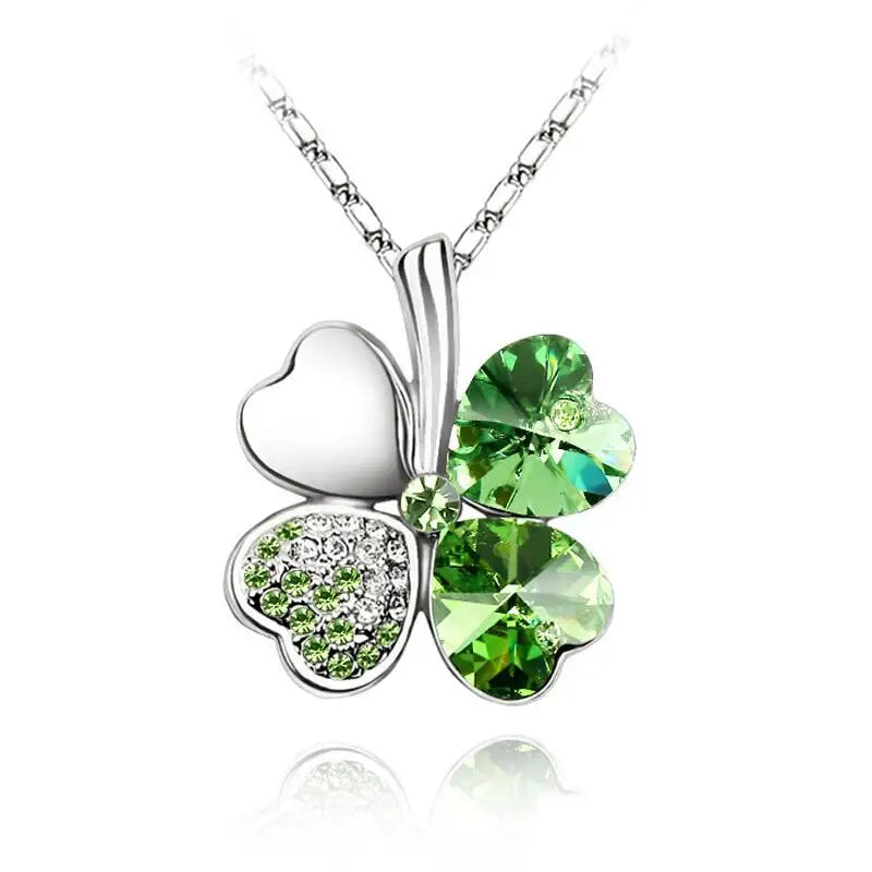 Crystal 4 Four Leaf Leaves Clover pendant necklaces lover birthday gift quality fashion jewelry dropshipping charm girls wedding