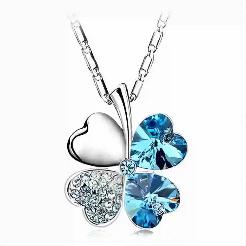 Crystal 4 Four Leaf Leaves Clover Pendant Necklaces Lover Birthday Gift Quality Fashion Jewelry Dropshipping Charm Girls Wedding