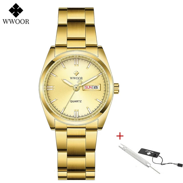 WWOOR New Fashion Pink Dial Ladies Quartz Wristwatches Luxury Watch For Women Waterproof Casual Dress Female Clock Montre Femme