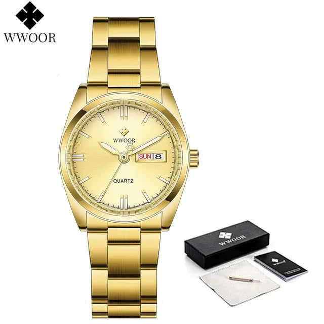 WWOOR New Fashion Pink Dial Ladies Quartz Wristwatches Luxury Watch For Women Waterproof Casual Dress Female Clock Montre Femme