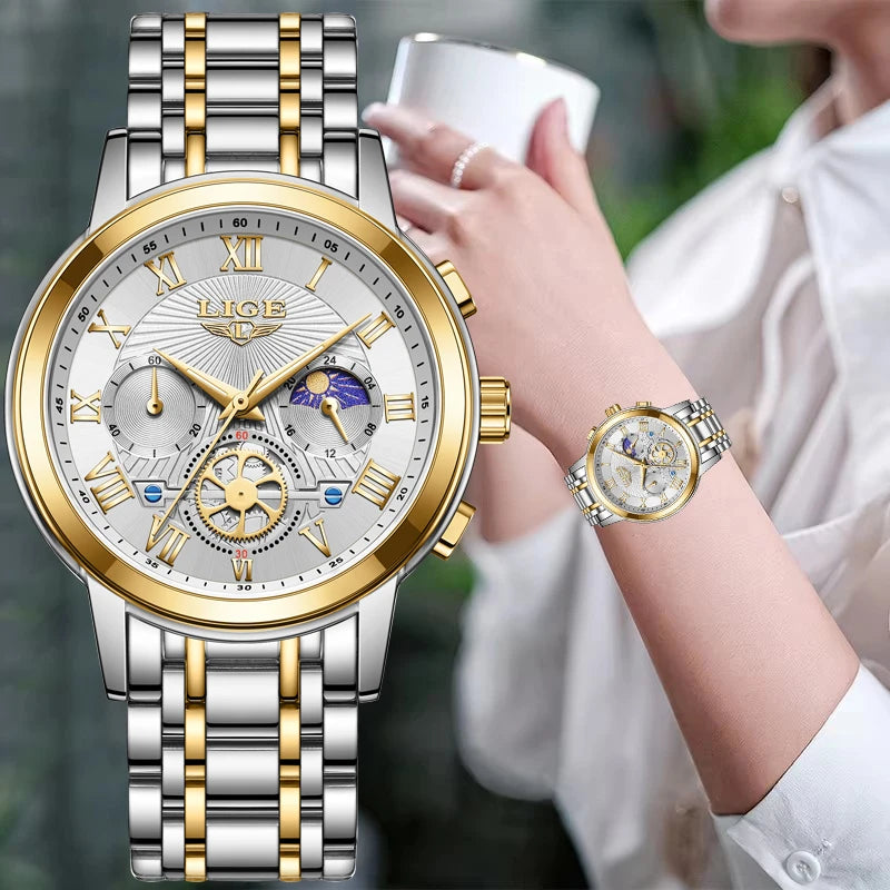 2024 LIGE Top Luxury Women Watch Creative Steel Women's Bracelet Wrist Watches Ladies Fashion Waterproof Female Relogio Feminino