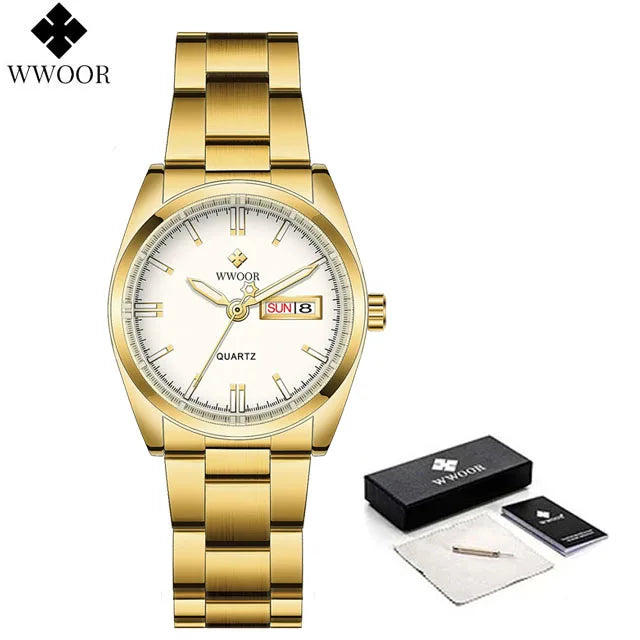 WWOOR New Fashion Pink Dial Ladies Quartz Wristwatches Luxury Watch For Women Waterproof Casual Dress Female Clock Montre Femme