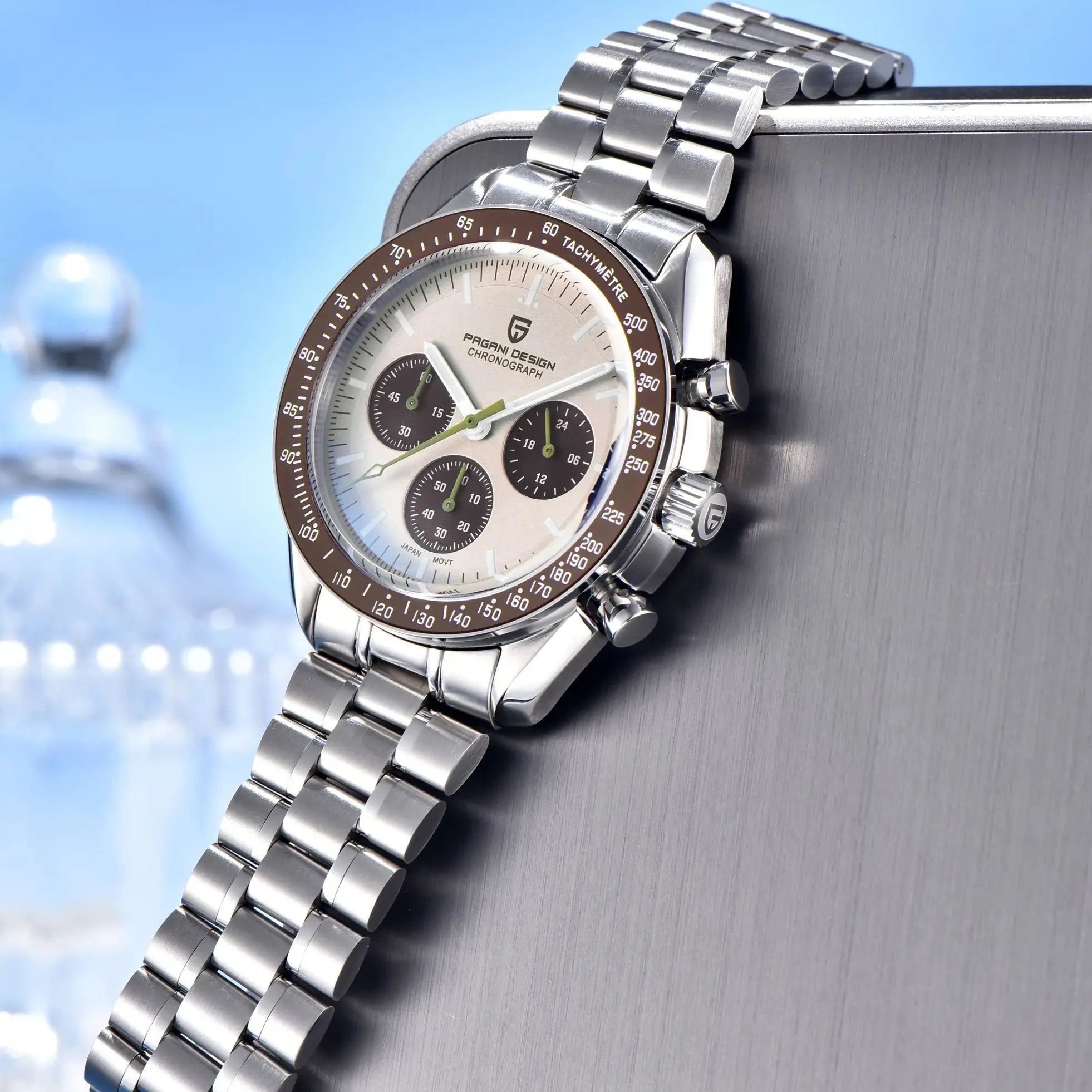 PAGANI DESIGN 2025 New Saturn Men's Watches Top Luxury Quartz Watch Men Light Tan Chronograph AR Sapphire crystal Wristwatch Men