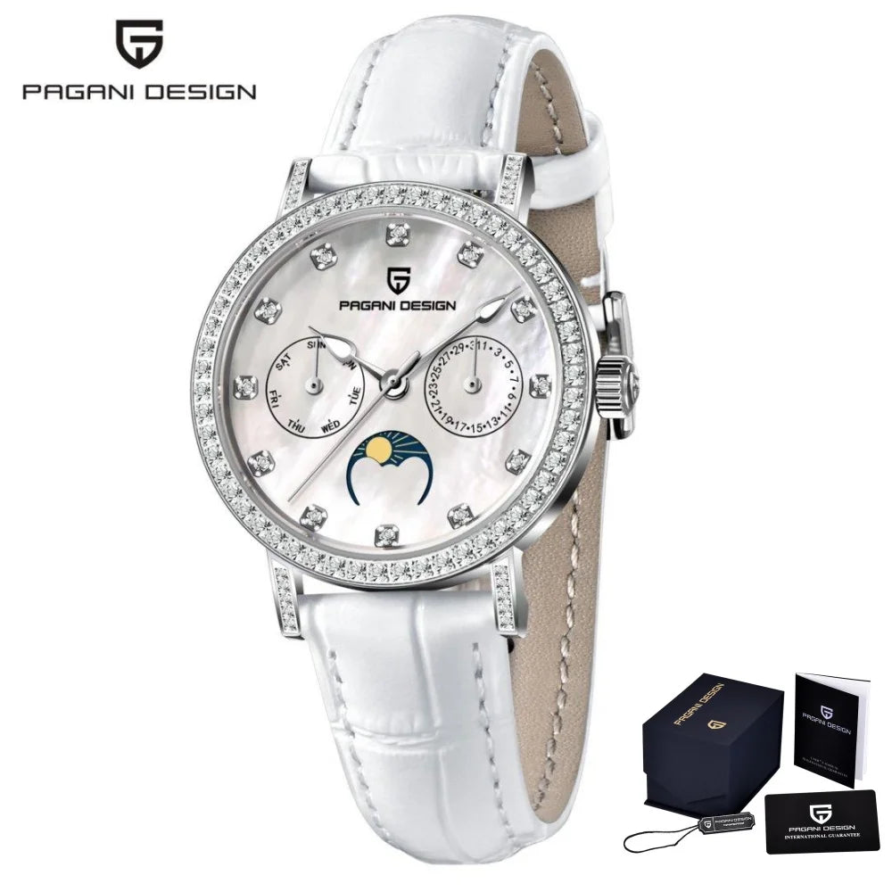 PAGANI DESIGN Women's Quartz Watches Japan Movt Sapphire Crystal Leather strap Top Luxury Ladies Fashion Exquisite Clock Gift