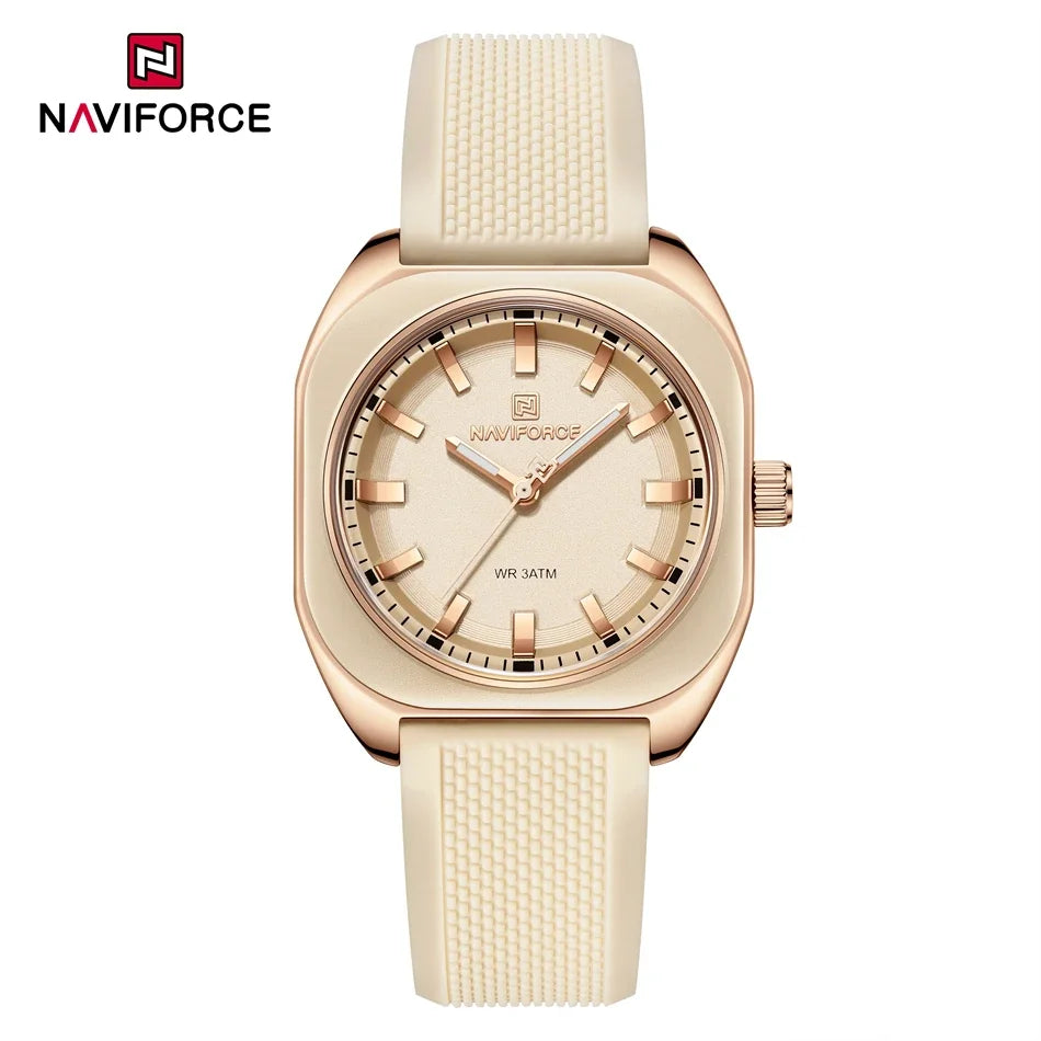 NAVIFORCE Fashion Women's Casual Elegant Simple Polygon Quartz Silicone Watch Gift for Women Wristwatch Casual Relogio Feminino