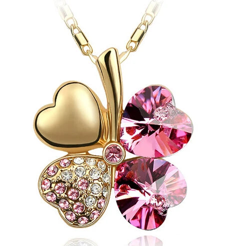 Crystal 4 Four Leaf Leaves Clover pendant necklaces lover birthday gift quality fashion jewelry dropshipping charm girls wedding