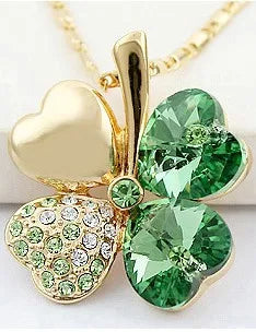 Crystal 4 Four Leaf Leaves Clover pendant necklaces lover birthday gift quality fashion jewelry dropshipping charm girls wedding