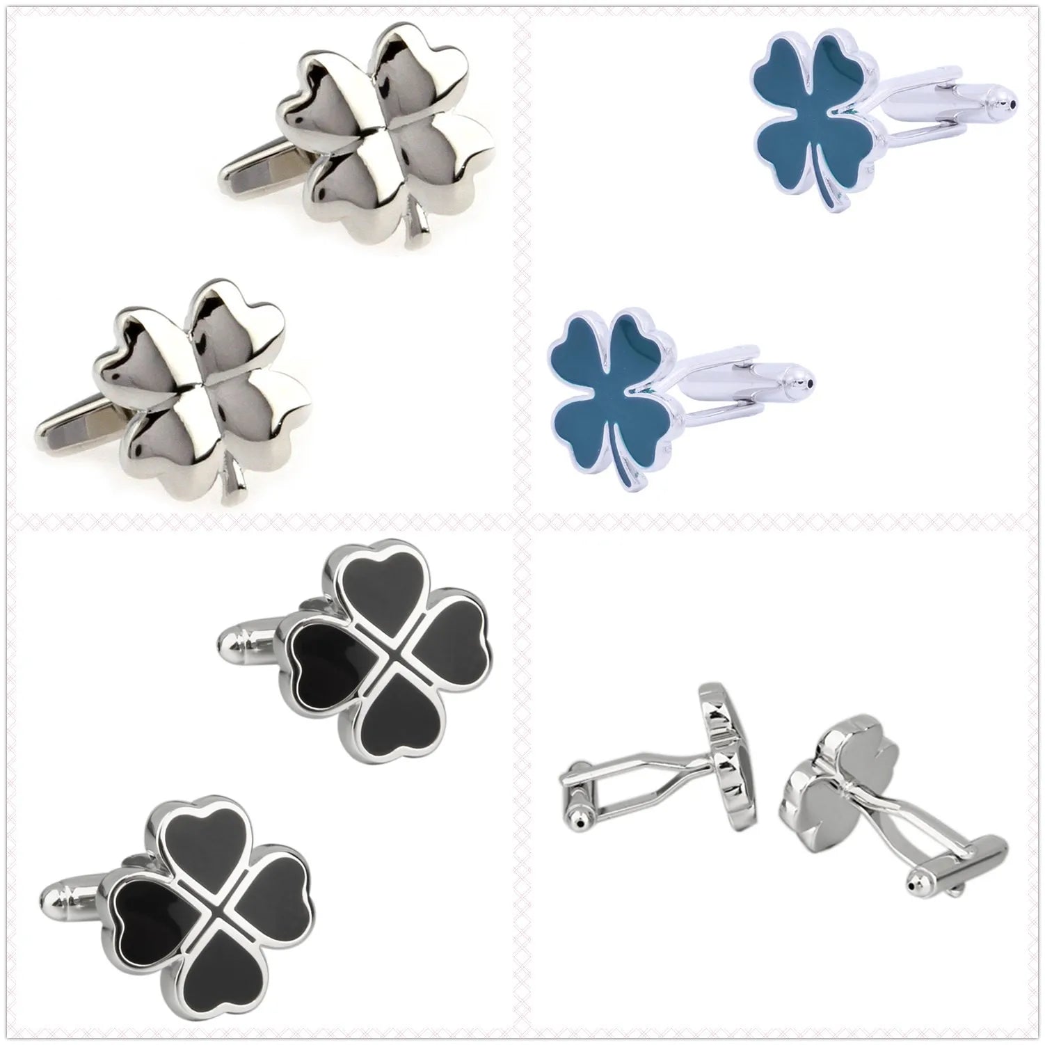 4 Styles TZG 4-Leaf Clover Cufflink Mens Cuff Link 1 Pair Shipping