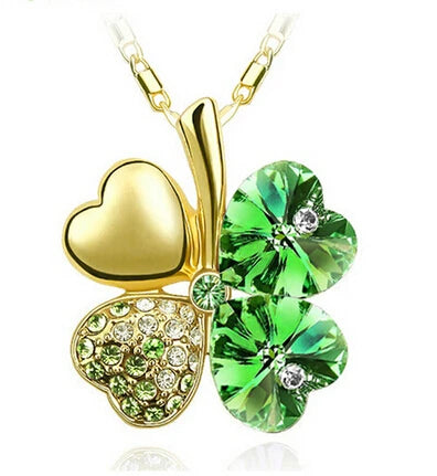 Crystal 4 Four Leaf Leaves Clover pendant necklaces lover birthday gift quality fashion jewelry dropshipping charm girls wedding