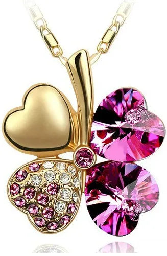 Crystal 4 Four Leaf Leaves Clover pendant necklaces lover birthday gift quality fashion jewelry dropshipping charm girls wedding
