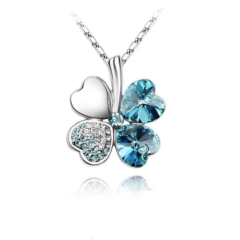 Crystal 4 Four Leaf Leaves Clover pendant necklaces lover birthday gift quality fashion jewelry dropshipping charm girls wedding