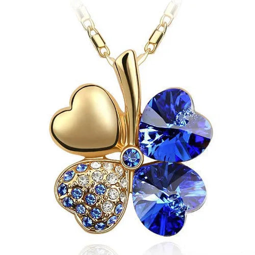 Crystal 4 Four Leaf Leaves Clover pendant necklaces lover birthday gift quality fashion jewelry dropshipping charm girls wedding