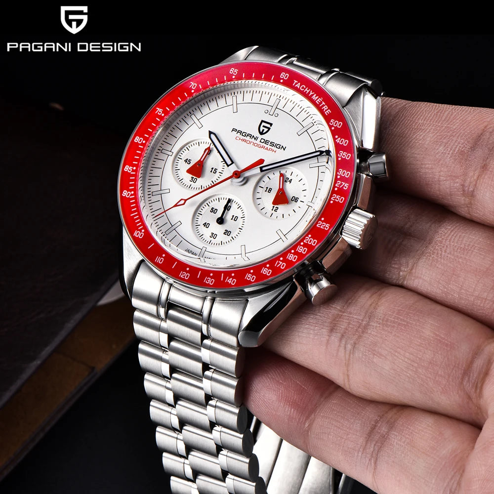PAGANI DESIGN New Men’s Watch Chronometer Sapphire Mirror Red Quartz Watch For Men Waterproof Luminous Relogio Masculino 2025