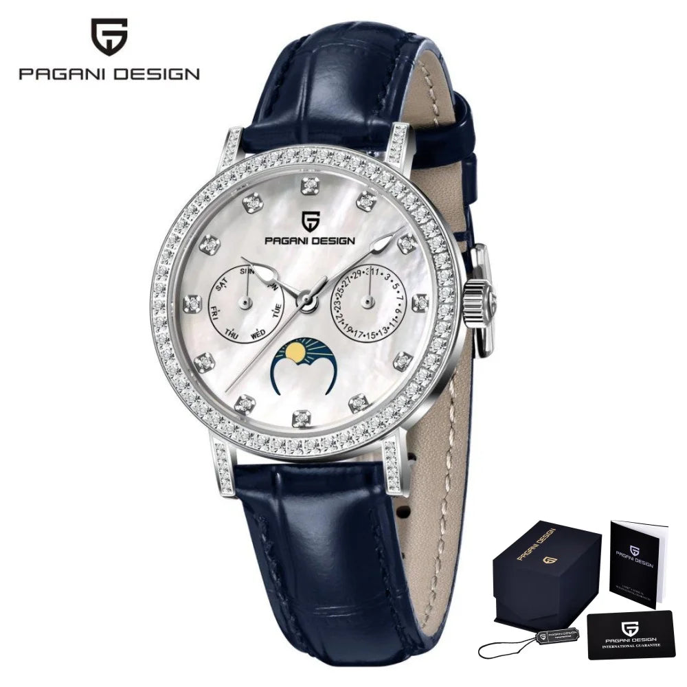 PAGANI DESIGN Women's Quartz Watches Japan Movt Sapphire Crystal Leather strap Top Luxury Ladies Fashion Exquisite Clock Gift