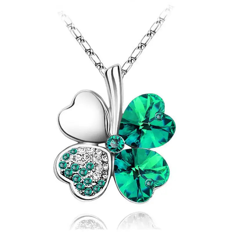 Crystal 4 Four Leaf Leaves Clover pendant necklaces lover birthday gift quality fashion jewelry dropshipping charm girls wedding