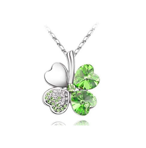 Crystal 4 Four Leaf Leaves Clover pendant necklaces lover birthday gift quality fashion jewelry dropshipping charm girls wedding