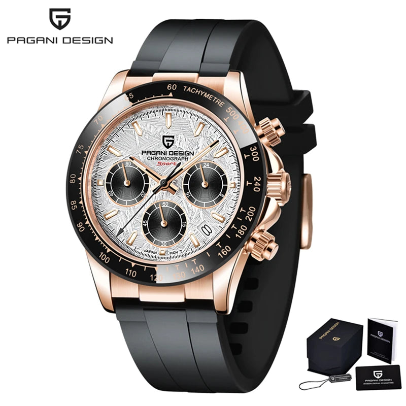 PAGANI DESIGN 2024 New PD-1644 Meteorite Dial Fashion Men Quartz Wristwatches 100M Sapphire Glass Chronograph relogio masculino