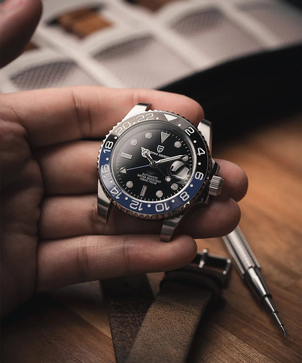 New PAGANI DESIGN PD-1662 V5 Men Mechanical Watch Luxury Ceramic Bezel Automatic Watch 10bar Waterproof Sapphire Glass GMT Watch