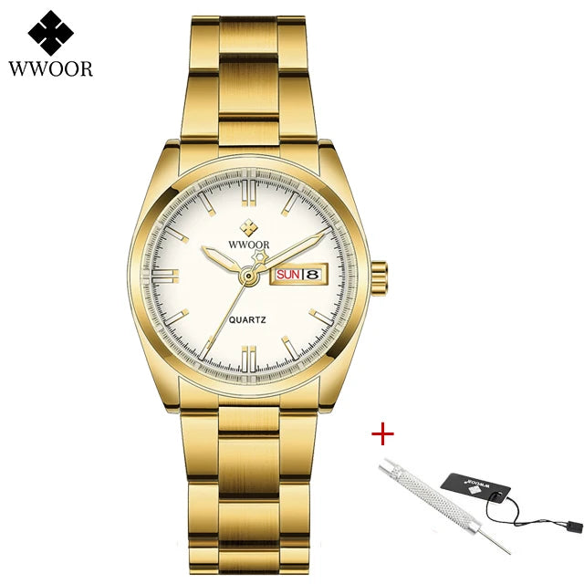 WWOOR New Fashion Pink Dial Ladies Quartz Wristwatches Luxury Watch For Women Waterproof Casual Dress Female Clock Montre Femme
