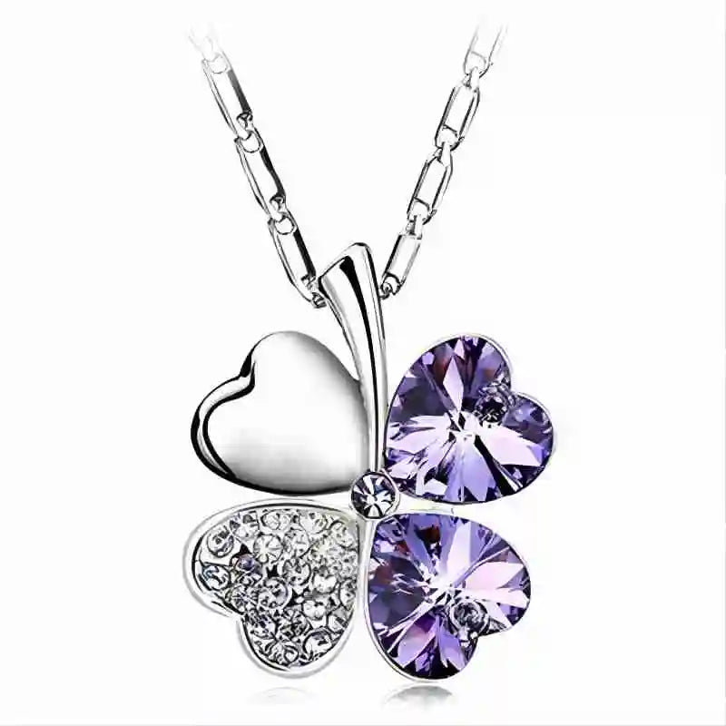 Crystal 4 Four Leaf Leaves Clover Pendant Necklaces Lover Birthday Gift Quality Fashion Jewelry Dropshipping Charm Girls Wedding
