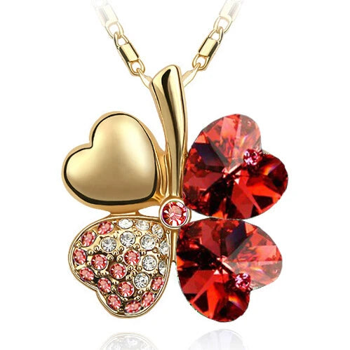 Crystal 4 Four Leaf Leaves Clover pendant necklaces lover birthday gift quality fashion jewelry dropshipping charm girls wedding