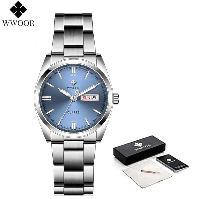 WWOOR New Fashion Pink Dial Ladies Quartz Wristwatches Luxury Watch For Women Waterproof Casual Dress Female Clock Montre Femme