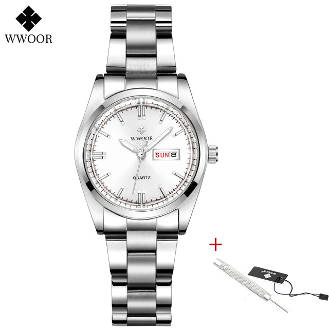 WWOOR New Fashion Pink Dial Ladies Quartz Wristwatches Luxury Watch For Women Waterproof Casual Dress Female Clock Montre Femme