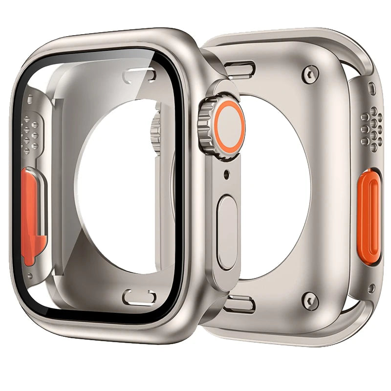 Screen Protector Cover for Apple Watch 44mm 45mm 40mm 41mm Hard PC Bumper Case for iwatch Series 9 8 7 6 5 4 SE Change To Ultra