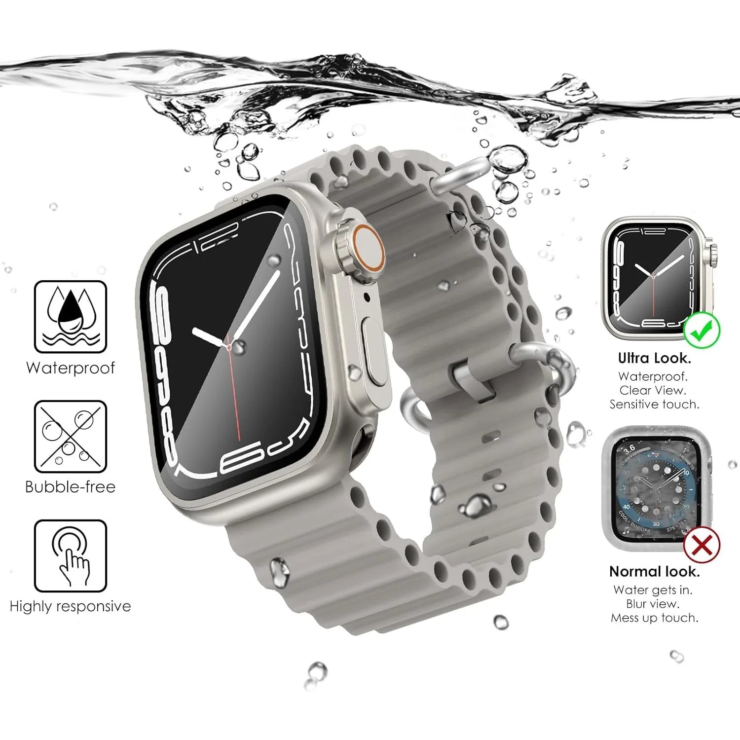 Screen Protector Cover for Apple Watch 44mm 45mm 40mm 41mm Hard PC Bumper Case for iwatch Series 9 8 7 6 5 4 SE Change To Ultra