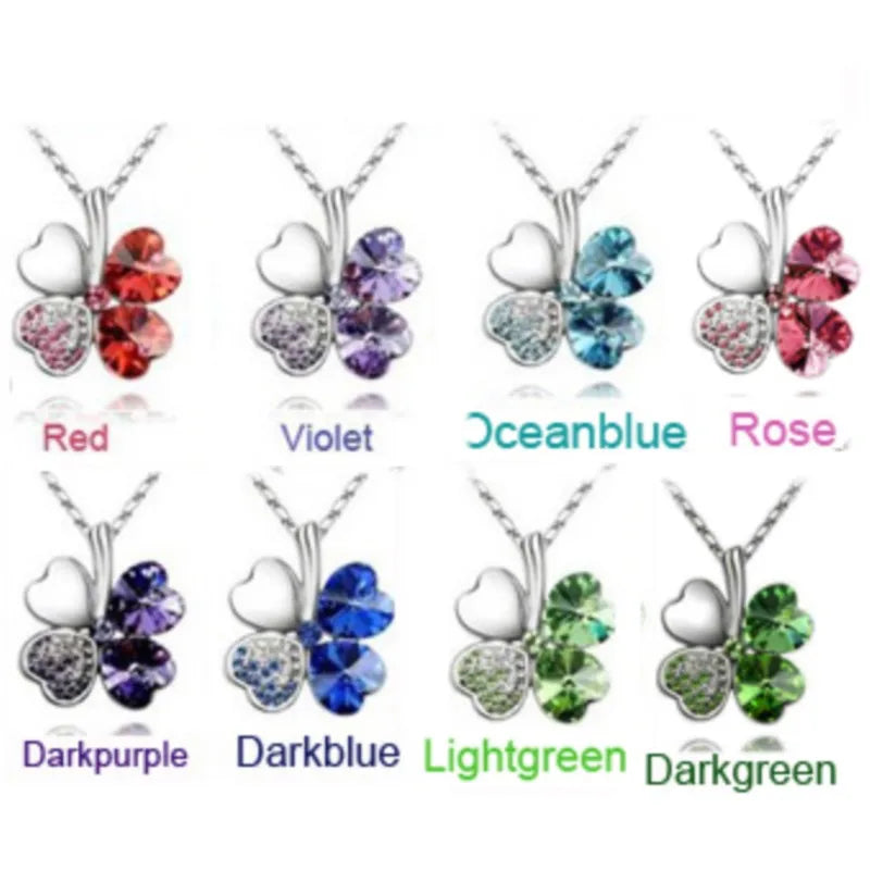 Crystal 4 Four Leaf Leaves Clover pendant necklaces lover birthday gift quality fashion jewelry dropshipping charm girls wedding