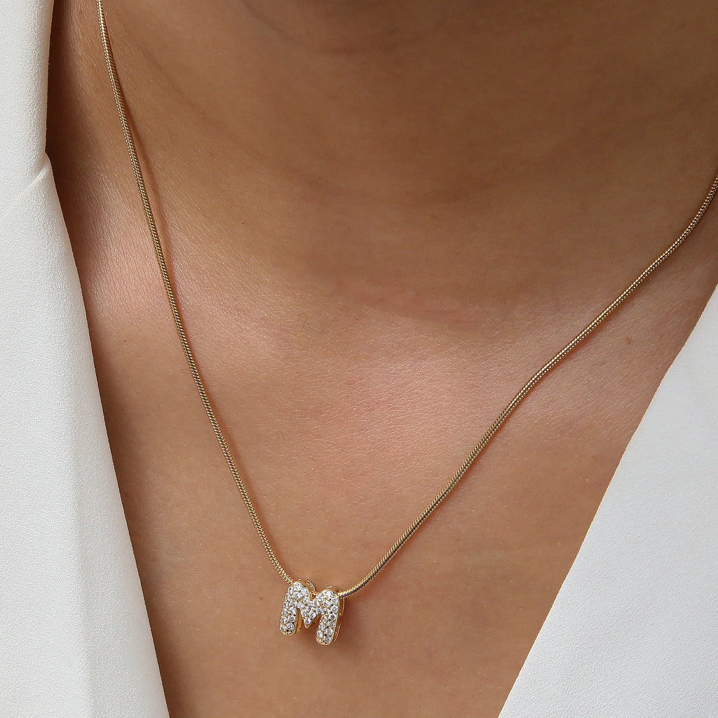 Fashion Tiny CZ Zircon Initial Alphabet Pendant Necklace Gold Plated Stainless Steel A-Z Letter Necklaces Birthday Gifts Jewelry