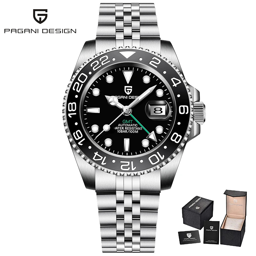 New PAGANI DESIGN PD-1662 V5 Men Mechanical Watch Luxury Ceramic Bezel Automatic Watch 10bar Waterproof Sapphire Glass GMT Watch