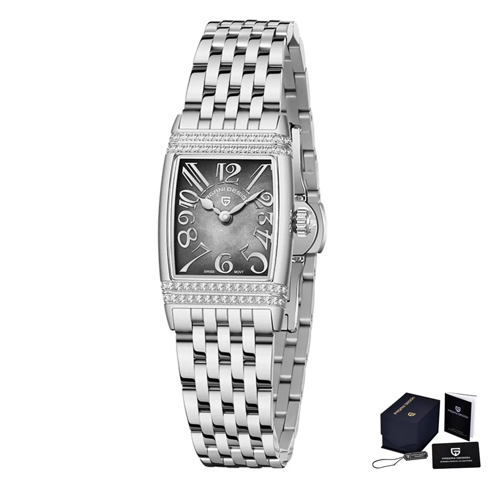 PAGANI DESIGN Luxury Fashion Women's Quartz Watch Swiss Ronda Movt Sapphire Stainless Steel Waterproof Clock Gift For Woman