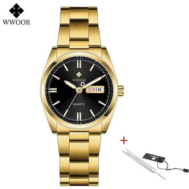 WWOOR New Fashion Pink Dial Ladies Quartz Wristwatches Luxury Watch For Women Waterproof Casual Dress Female Clock Montre Femme