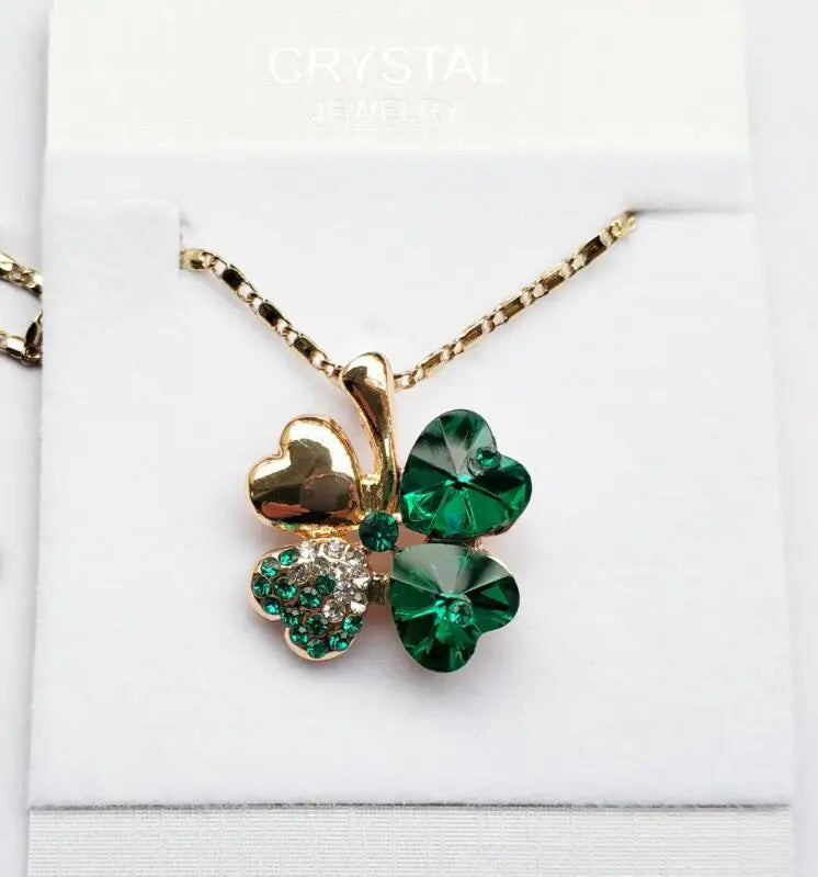 Crystal 4 Four Leaf Leaves Clover pendant necklaces lover birthday gift quality fashion jewelry dropshipping charm girls wedding