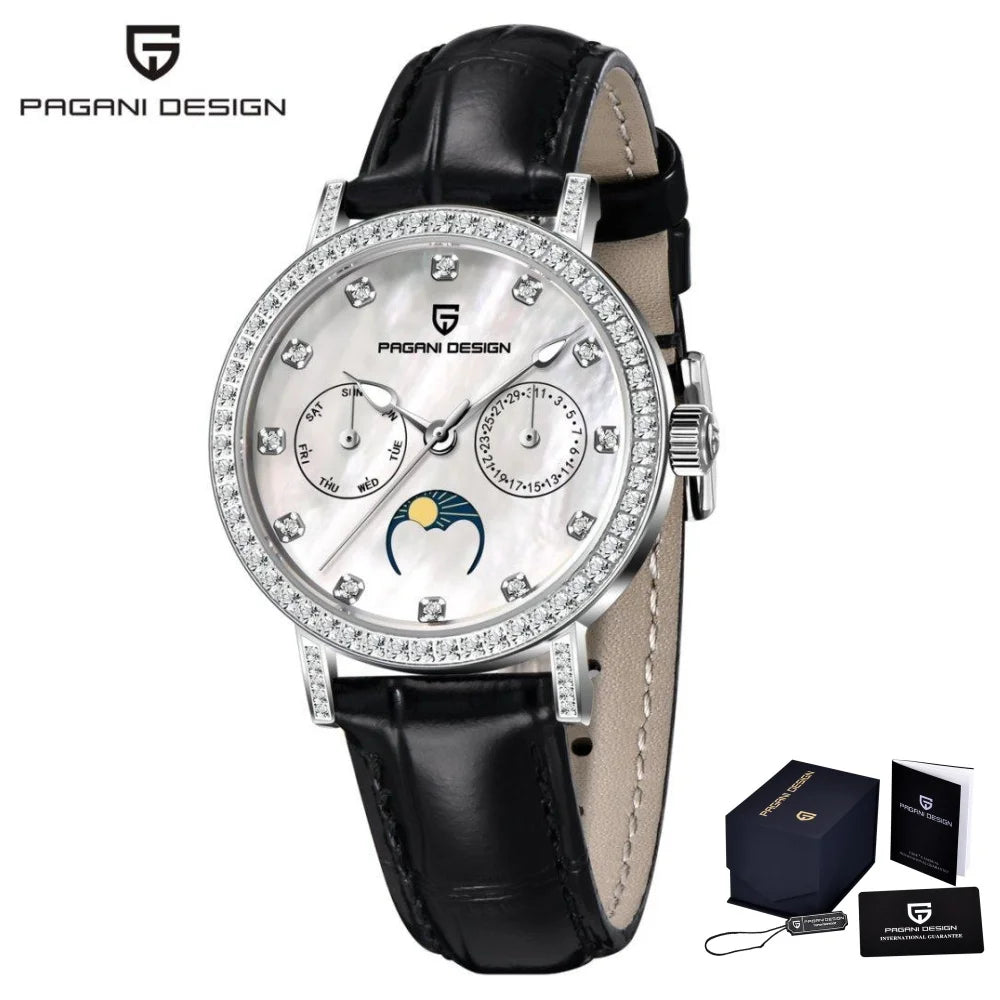 PAGANI DESIGN Women's Quartz Watches Japan Movt Sapphire Crystal Leather strap Top Luxury Ladies Fashion Exquisite Clock Gift