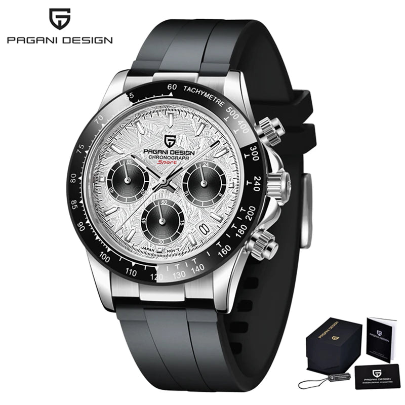 PAGANI DESIGN 2024 New PD-1644 Meteorite Dial Fashion Men Quartz Wristwatches 100M Sapphire Glass Chronograph relogio masculino