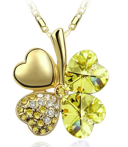 Crystal 4 Four Leaf Leaves Clover pendant necklaces lover birthday gift quality fashion jewelry dropshipping charm girls wedding