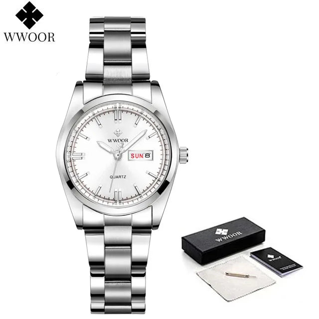 WWOOR New Fashion Pink Dial Ladies Quartz Wristwatches Luxury Watch For Women Waterproof Casual Dress Female Clock Montre Femme