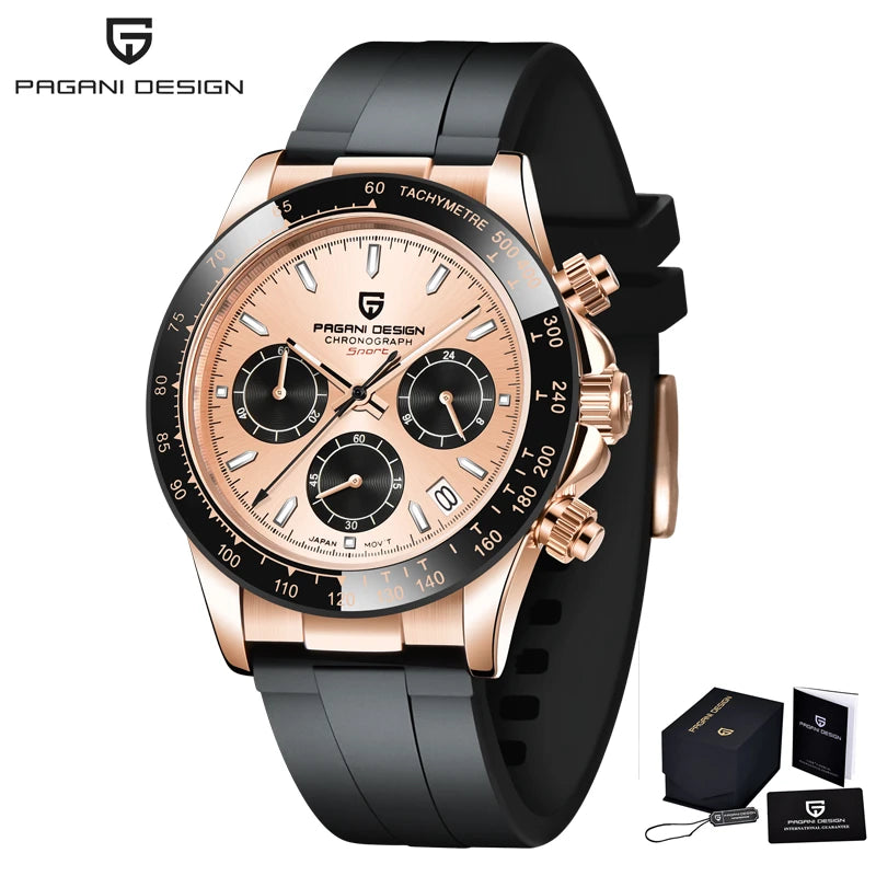 PAGANI DESIGN 2024 New PD-1644 Meteorite Dial Fashion Men Quartz Wristwatches 100M Sapphire Glass Chronograph relogio masculino