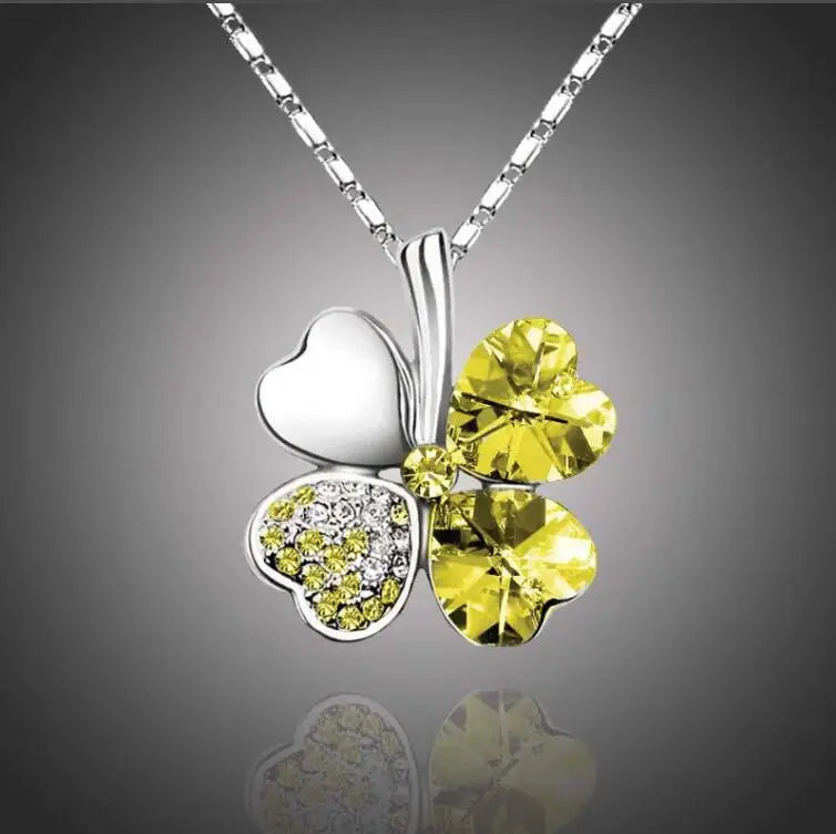 Crystal 4 Four Leaf Leaves Clover pendant necklaces lover birthday gift quality fashion jewelry dropshipping charm girls wedding
