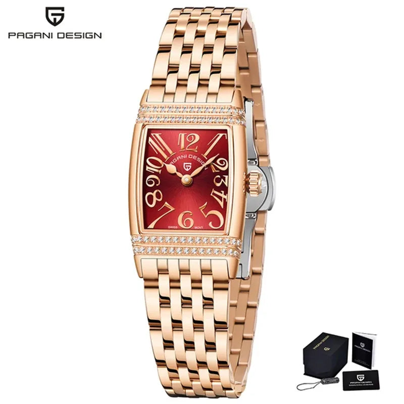 PAGANI DESIGN Luxury Fashion Women's Quartz Watch Swiss Ronda Movt Sapphire Stainless Steel Waterproof Clock Gift For Woman
